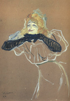 Портрет. Певица Иветт Гильбер.  Картон, темпера. 57х42см. 1894