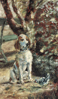 Портрет собаки. Пес художника Флеш.  Холст, масло. 23,4х14,1см. 1881
