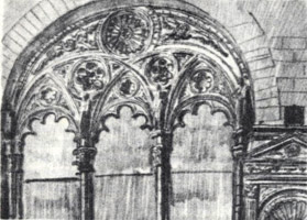 Рисунок 8. П. Корин. Зарисовка карандашом фрагмента архитектурного портала